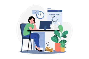 Poor Internet Connection Illustration concept on white background