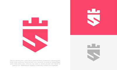 letter S castle initial logo design vector
