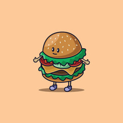 Character foot burger illustration design