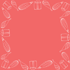 Banner for seasonal discounts, invitation or greeting card, exclusive Christmas decorations, christmas flat design vector. Holiday Party Card Design Template
