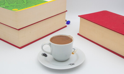cup of coffee and book