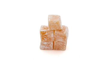 turkish delight on white background, close up 