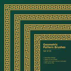 Set of Geometric Pattern Brushes Greek Borders Design