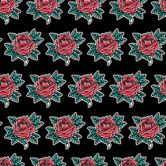 Flower Traditional Tattoo Vector Pattern Illustration