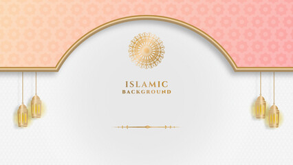 Golden ramadan background with luxury islamic arabic mandala pattern, lantern, and moon. Design template for banner, eid fitr, new year, maulid, adha, muharram. Vector illustration
