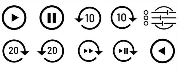 set icon style button play forward and backward symple, sign vector illustration 