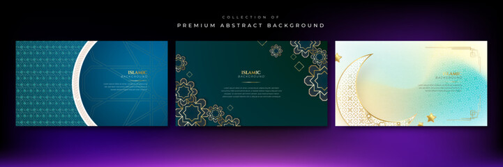 Set of arabic islamic ramadan background for universal design template. Vector illustration abstract graphic design banner pattern presentation background wallpaper web template.