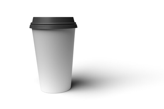 White coffee mug graphic with gray cup lid.