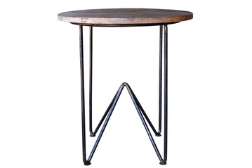 Wooden table steel legs.