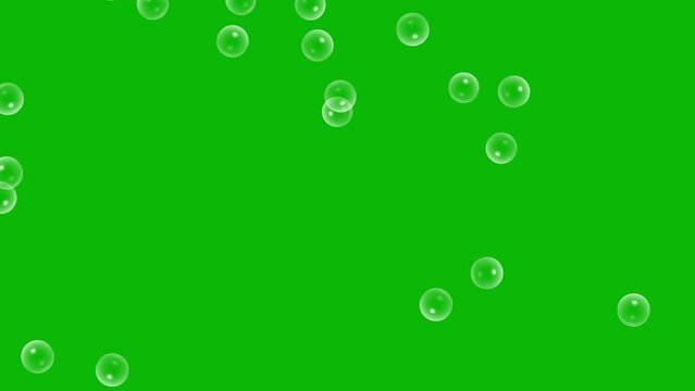Falling soap bubbles motion graphics with green screen background