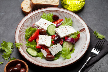 Greek salad with vegetables and feta cheese