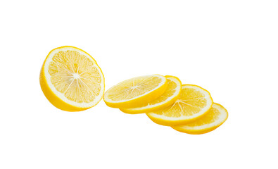 sliced ​​lemon on white background side view