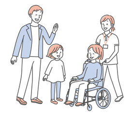 illustration of nurse and wheelchair