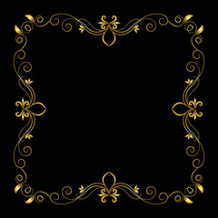 Decorative frame Elegant vector element for design in Eastern style, place for text. Beautiful floral golden border. Lace illustration for invitations, greeting cards and T Shirt design.