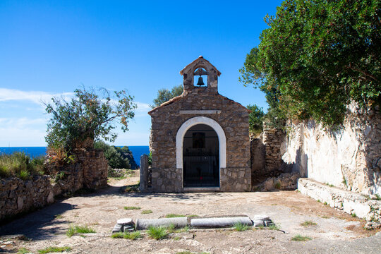 little abbey church "San Pietro" in Crapolla, on the Amalfi coast