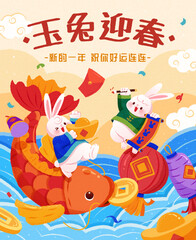 CNY year of rabbit greeting card