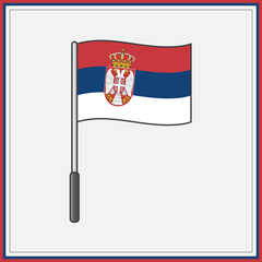 Serbia Flag Cartoon Vector Illustration. Flag of Serbia Flat Icon Outline