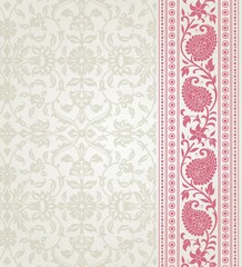 wedding card design, traditional paisley floral pattern , royal India	