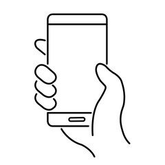 Hand holding phone. Stock vector.  holding phone.  hand holding.
