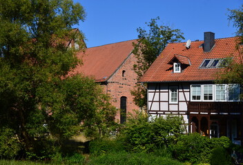 Fototapeta na wymiar Historical Buildings in the Village Wienhausen, Lower Saxony