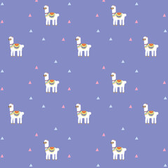 Cute White Alpaca seamless pattern with accessories for kids vector 
suitabe for stationery, kids apparel, fabric and t-shirt
