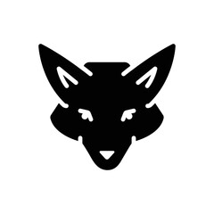 Black solid icon for fox
