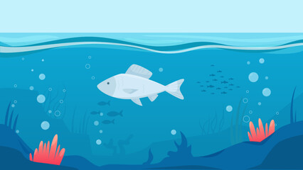 Tropical fish underwater in the aquarium . Vector illustration