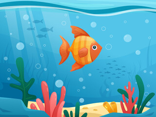 Tropical fish underwater in the aquarium . Vector illustration