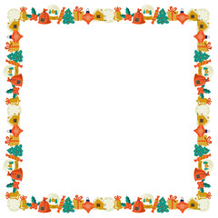 Christmas frame. Christmas border. Ribbon from Christmas elements. Letter to Santa Claus. PNG image.