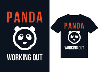 Panda Working Out illustrations for print-ready T-Shirts design