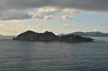 Fototapeta na wymiar Caribic caribbian sea dark clouds Coast Horizon scenic panorama