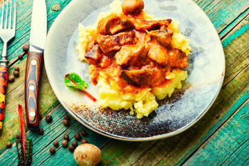 Stewed meat with potatoes, ragout