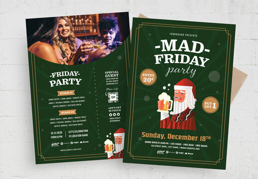 Mad Friday Christmas Party Flyer Template