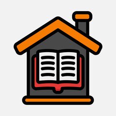 Home study icon in filled line style, use for website mobile app presentation
