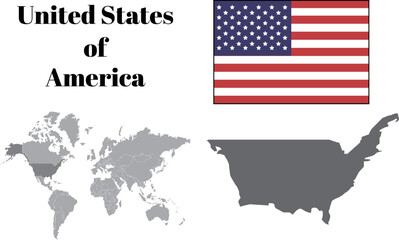 アメリカ合衆国　国旗/地図/領土