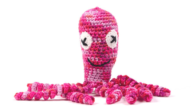 Crochet squid or octopus, isolated