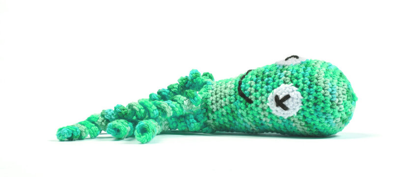 Crochet squid or octopus, isolated