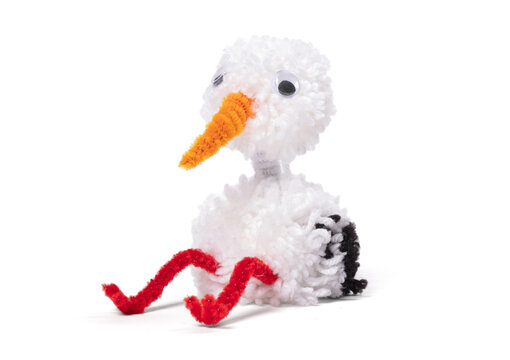 Soft toy white stork bird (Ciconia ciconia)