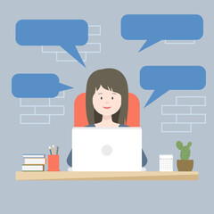 business concept illustration collection of office scene with men and women participating in business activities outline vector illustration