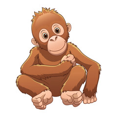 Little Orangutan Cartoon Animal Illustration © mikailain
