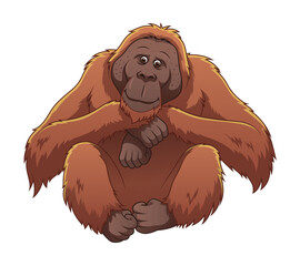 Orangutan Cartoon Animal Illustration © mikailain