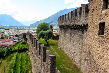 Fototapeta na wymiar Montebello Castle in Bellinzona, Switzerland. UNESCO World Heritage Site