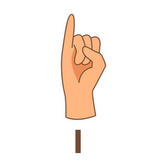 Hand showing letter I, sign language alphabet vector illustration. Finger in different position, language of deaf people