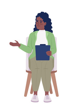 Psychologist conducting session semi flat color vector character. Editable figure. Full body person on white. Therapy simple cartoon style illustration for web graphic design and animation