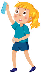 Cartoon character of kid cleaning