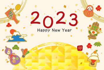 2023年　年賀状　素材背景イラスト