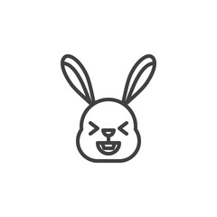 Rabbit beaming face with smiling eyes emoticon line icon