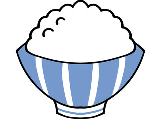 茶碗に盛られた大盛りご飯のイラスト素材