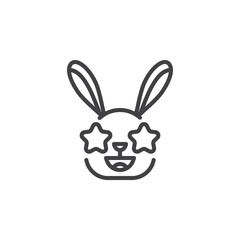 Star-Struck rabbit emoticon line icon