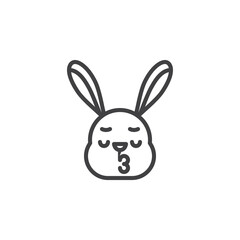 Rabbit Kissing Face emoticon line icon